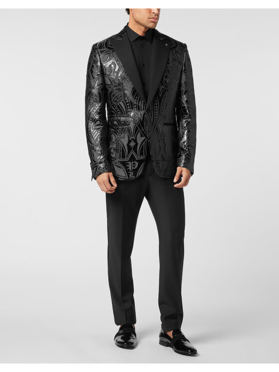 PHILIPP PLEIN PHILIPP PLEIN Marynarka 26105 Czarny Fitted Fit