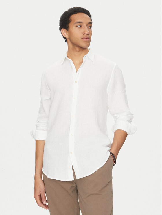 Męska Koszula Guess, Rozmiar L, Biała, M5GH85 WH831