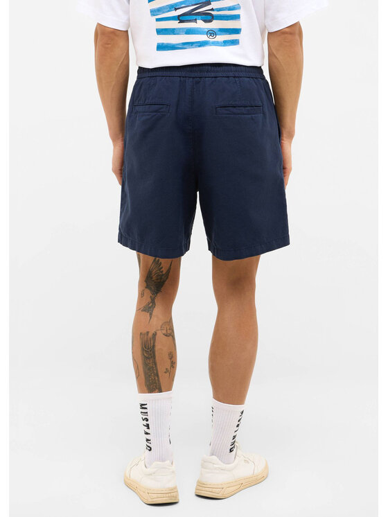 Mustang Mustang Σορτς υφασμάτινο Linen Jogger Shorts Μπλε Regular Fit