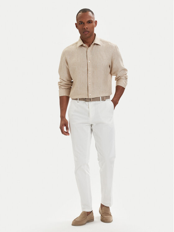 HUGO HUGO Krekls Valerio 50562694 Gaiši bēša Modern Fit