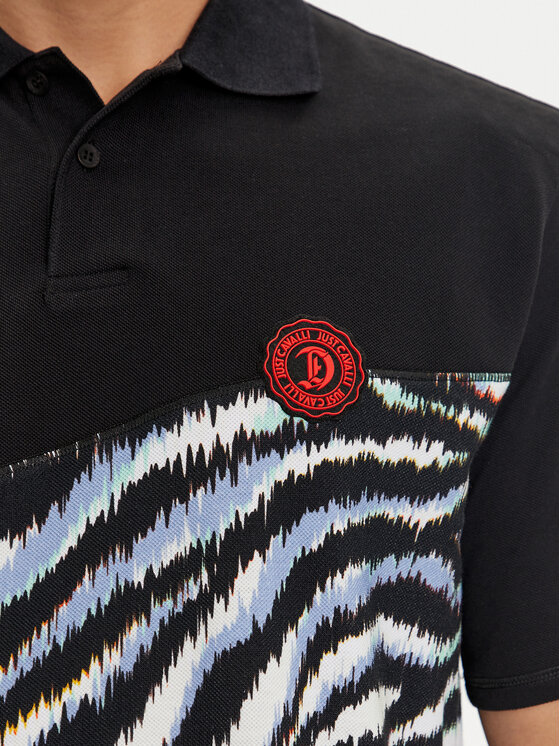 Just Cavalli Just Cavalli Тениска с яка и копчета 76OAG6R1 Черен Regular Fit