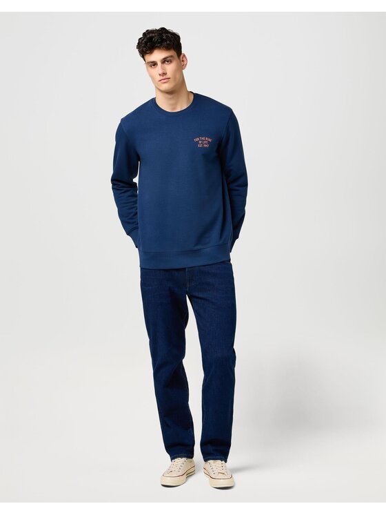 Wrangler Wrangler Bluza GRAPHIC CREW Niebieski Relaxed Fit