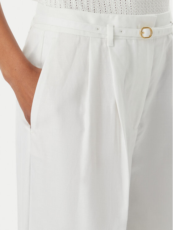 Tommy Hilfiger Tommy Hilfiger Spodnie materiałowe WW0WW48884 Biały Wide Leg