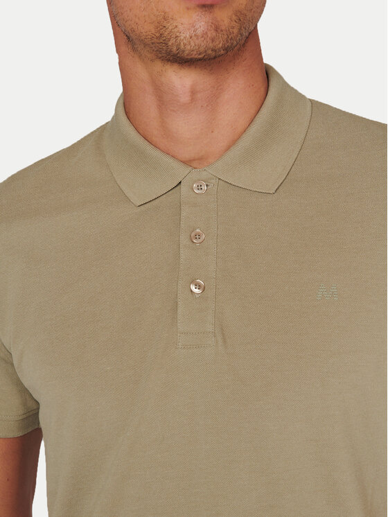 Matinique Matinique Тениска с яка и копчета 30206461 Бежов Regular Fit
