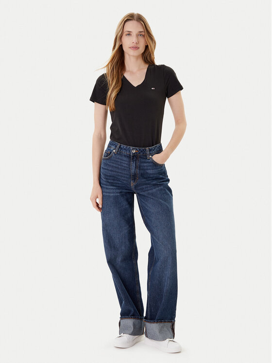 Tommy Jeans Tommy Jeans T-shirt Tjw Skinny Stretch DW0DW09197 Crna Slim Fit
