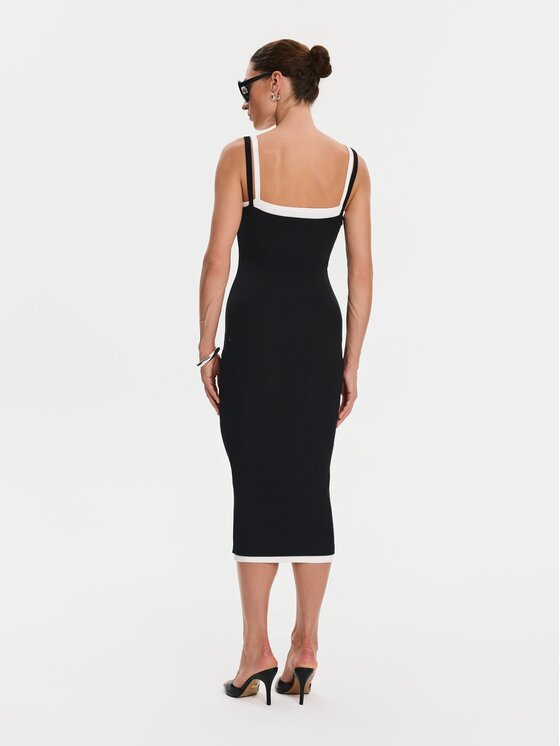 Nudyess Nudyess Sukienka codzienna Lisa z prążka Czarny Slim Fit