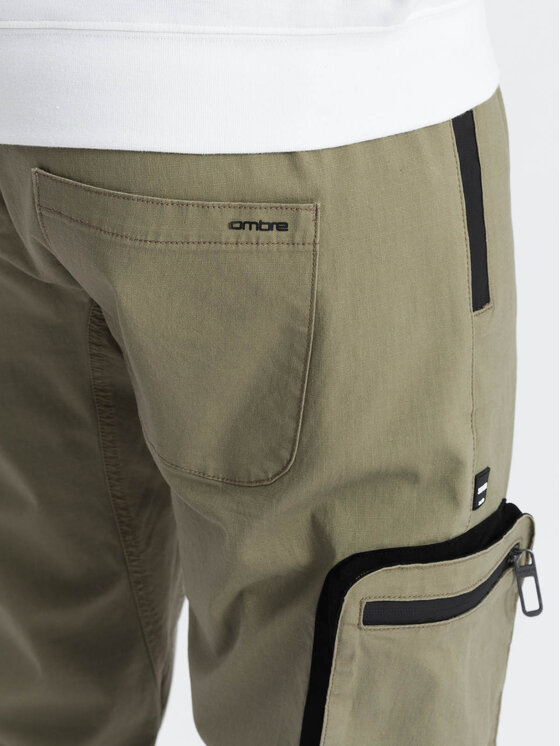 Ombre Ombre Joggers kalhoty OM-PAJO-0135 Khaki Cargo Fit