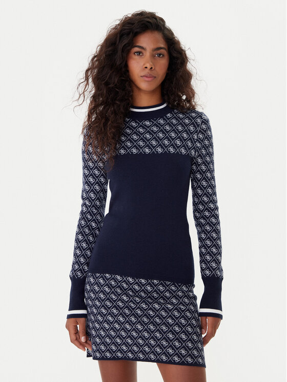 Guess Guess Pulover W5BR24 Z3JD2 Bleumarin Slim Fit