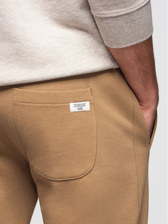 Ombre Ombre Spodnie dresowe OM-PABS-0304 Brązowy Slim Fit