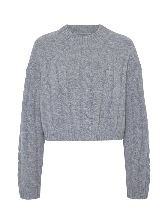 Style Republic Style Republic Sweter Kaszmirowo-wełniana mieszanka z półgolfem Szary Oversize