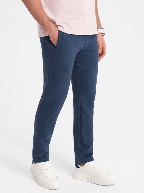 Ombre Ombre Teplákové kalhoty OM-PABS-0206 Tmavomodrá Regular Fit