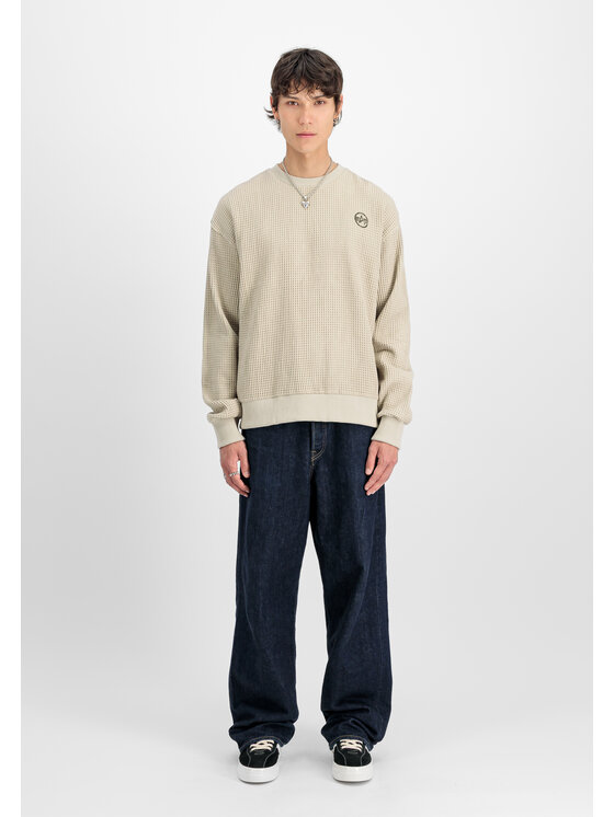 Alpha Industries Alpha Industries Bluza Studio Waffle Sweatshirt Beżowy Loose Fit