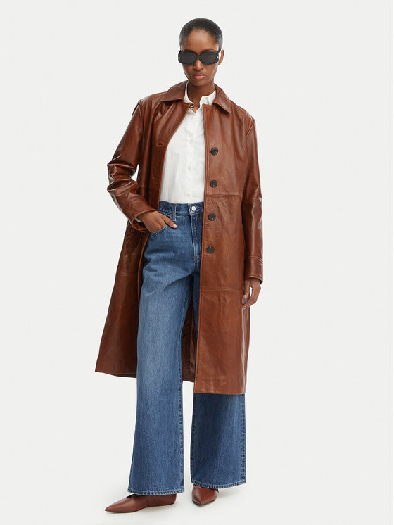 MAX&Co. MAX&Co. Palton din piele Doppia 2616471021200 Maro Regular Fit