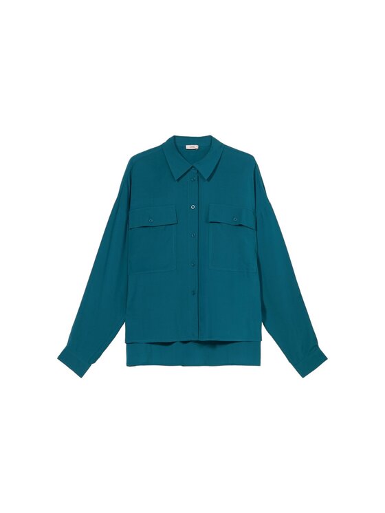 Oltre Oltre Koszula 5210J000772N024 Turkusowy Baggy Fit