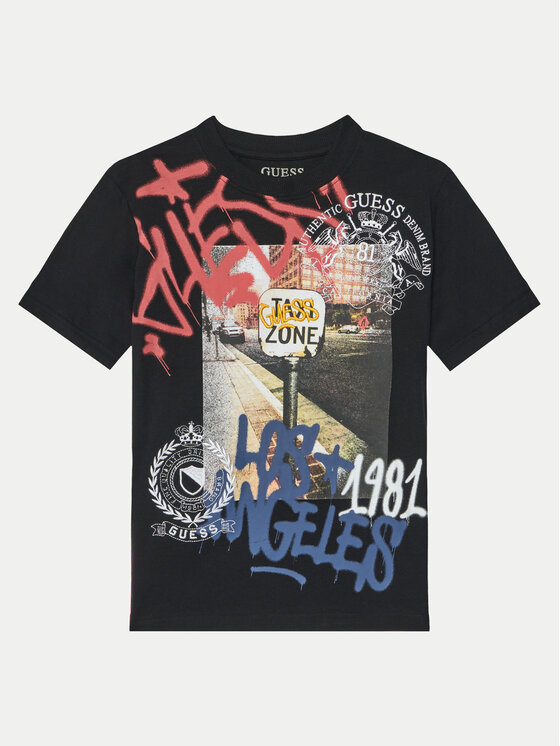 Guess Guess T-Shirt L5RI11 K8HM4 Černá Regular Fit
