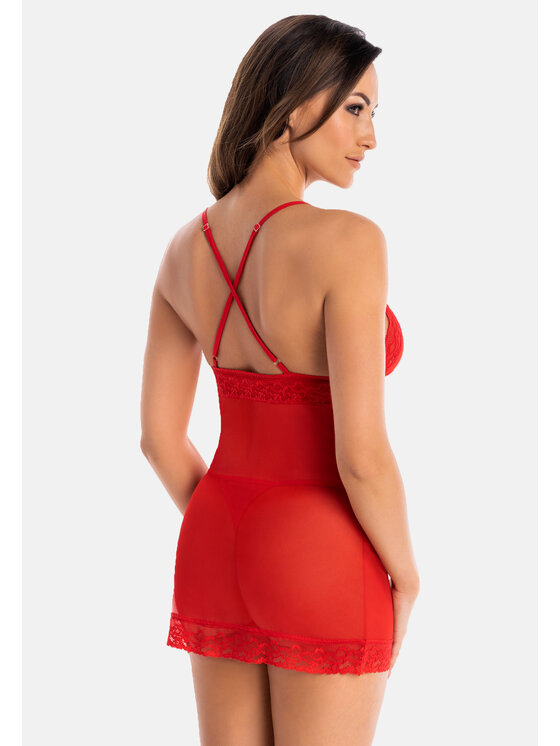 Teyli Teyli Koszula nocna z koronką Inni Czerwony Slim Fit