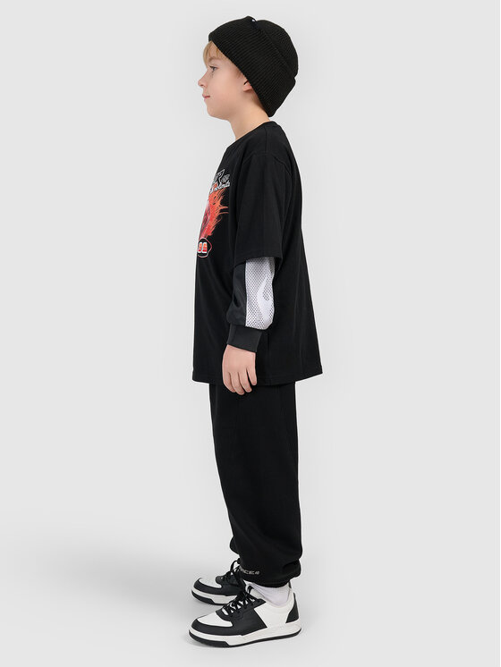4F 4F Spodnie dresowe ESPORTS RACING Czarny Loose Fit