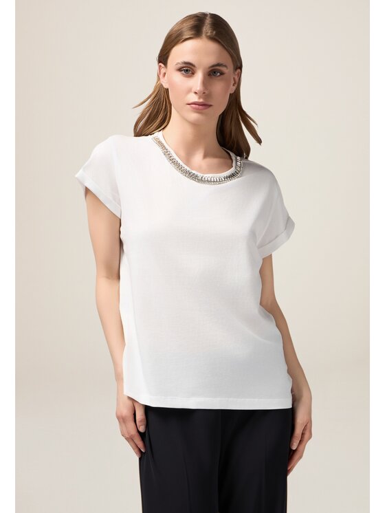 Oltre Oltre T-shirt G433J004250N011 Bianco Slim Fit