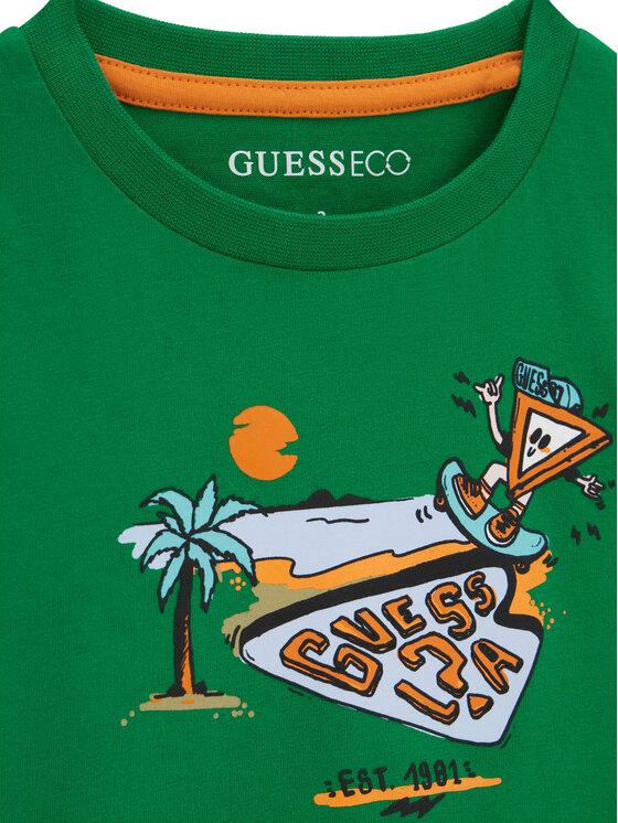 Guess Guess Tričko N6GI12 K8HM4 Zelená Regular Fit