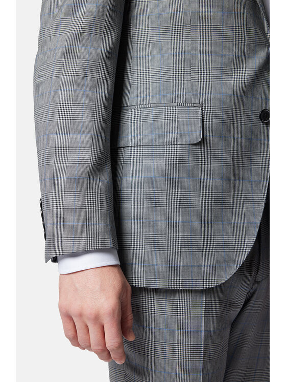 Lancerto Lancerto Garnitur Garnitur Szary w Kratę Wełniany Charleston GA073124000019 Szary Slim Fit