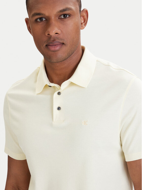 Calvin Klein Calvin Klein Тениска с яка и копчета LV04LB276G Екрю Regular Fit