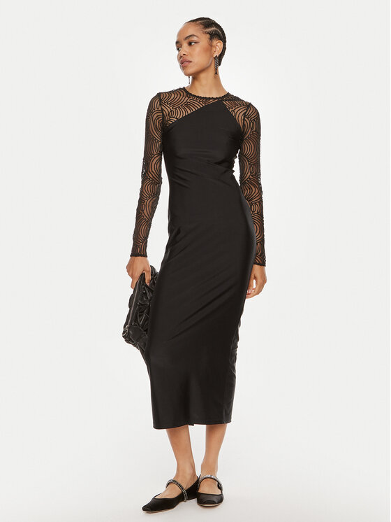 ROTATE ROTATE Kokteilinė suknelė Isadora 112910100 Juoda Slim Fit