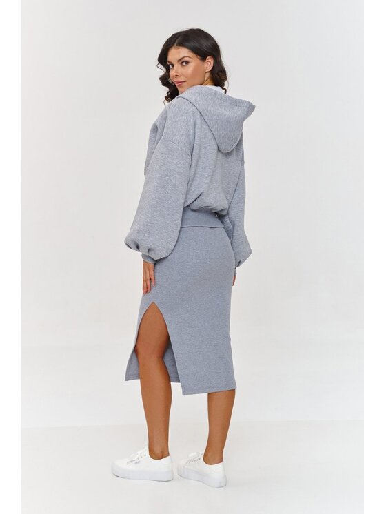 Makadamia Makadamia Komplet bluza i sukienka A6 Szary Loose Fit