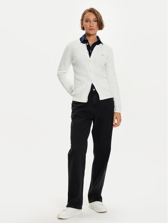Gant Gant Pletena jopica 4800103 Bela Slim Fit