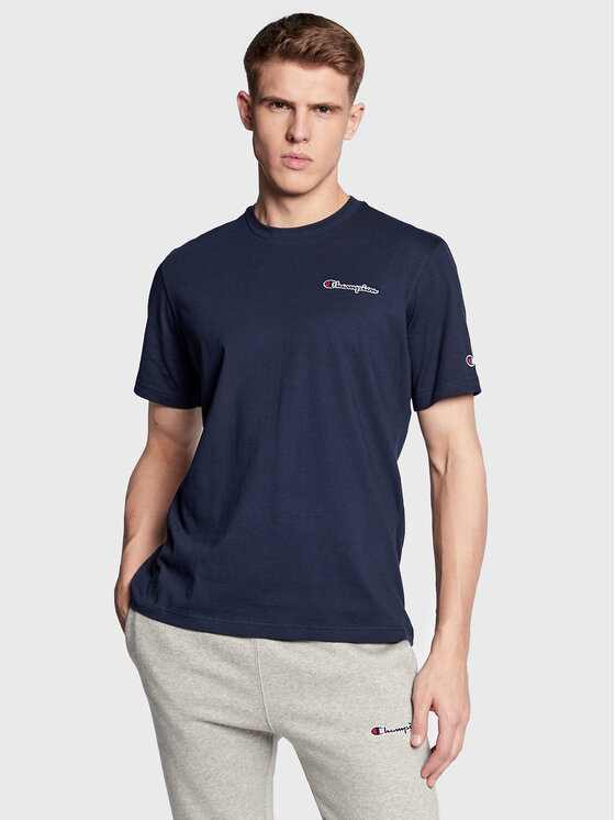 Champion Champion T-särk Small Script Logo Embroidery 218006 Tumesinine Regular Fit