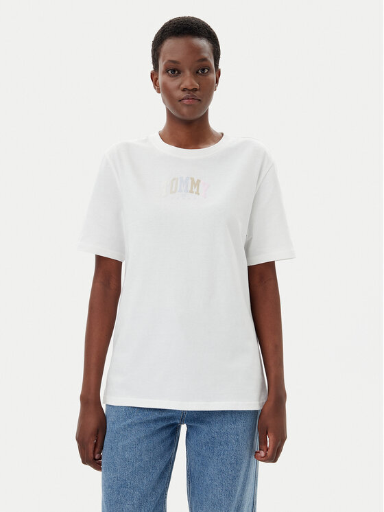 Tommy Jeans Tommy Jeans T-krekls Color Varsity DW0DW21337 Écru Relaxed Fit
