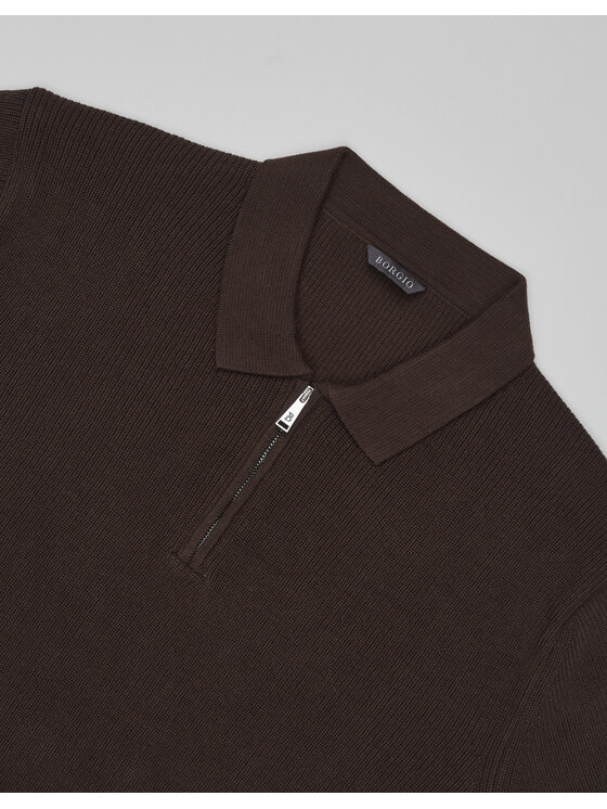 Borgio Borgio Polo crespino Brązowy Classic Fit