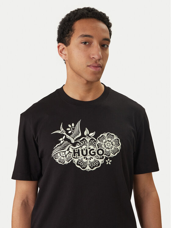 HUGO HUGO T-krekls Dangen 50558415 Melns Relaxed Fit