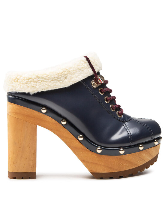 Tommy Hilfiger Tommy Hilfiger Šlepetės High Heel Clog Mule Monogram FW0FW06884 Tamsiai mėlyna