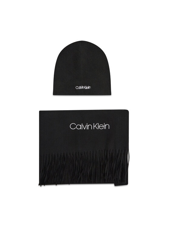 Calvin Klein Calvin Klein Комплект шал и шапка Basic Wool Beanie+Scarf K50K507552 Черен