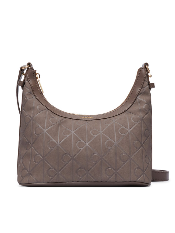 Calvin Klein Calvin Klein Torebka Emblem Aop Sueded Shoulder Bag LV04F3880G Beżowy