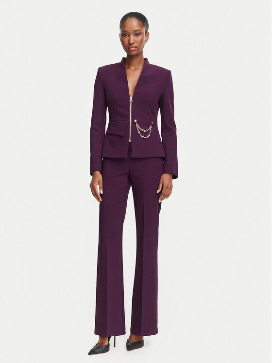 Rinascimento Rinascimento Spodnie materiałowe CFC0130135003 Bordowy Flare Fit