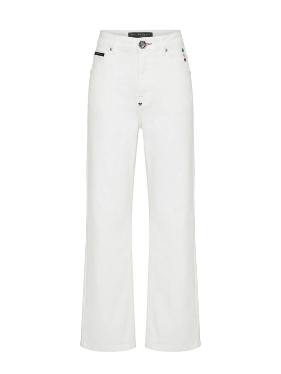 PHILIPP PLEIN PHILIPP PLEIN Jeansy 31780 Biały Straight Fit