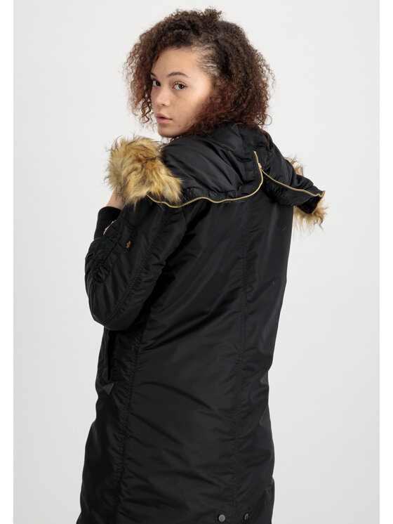 Alpha Industries Alpha Industries Kurtka zimowa Long Fishtail Field Jacket Women Czarny Regular Fit