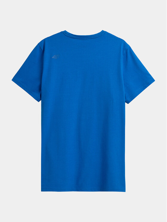 4F 4F T-krekls 4FAW23TTSHM0876 Zils Regular Fit