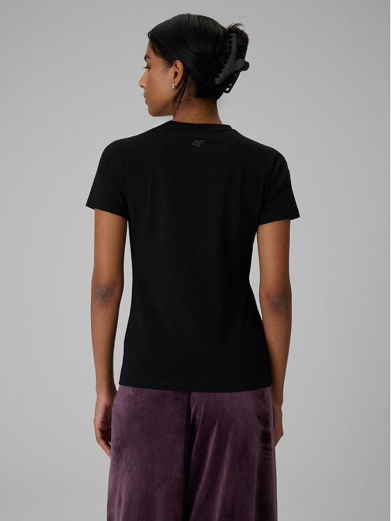 4F 4F T-Shirt SELF LOVE Czarny Slim Fit