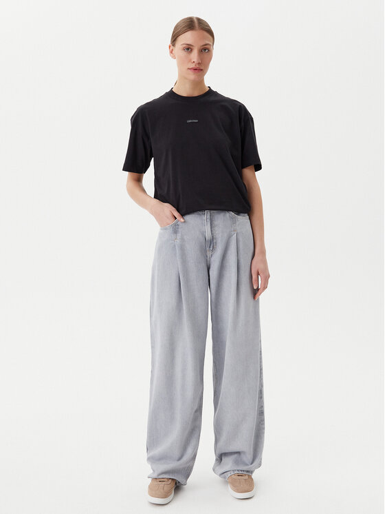 Calvin Klein Jeans Calvin Klein Jeans T-shirt Placed Institutional J20J225539 Crna Relaxed Fit