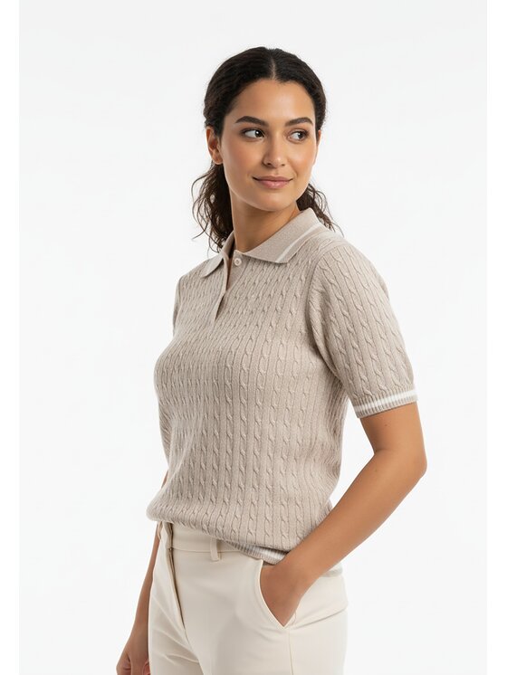 FIGL FIGL Polo M1268 Beżowy Regular Fit