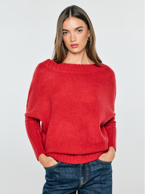 BIG STAR BIG STAR Sweter MAYAMIKOS Czerwony Oversize