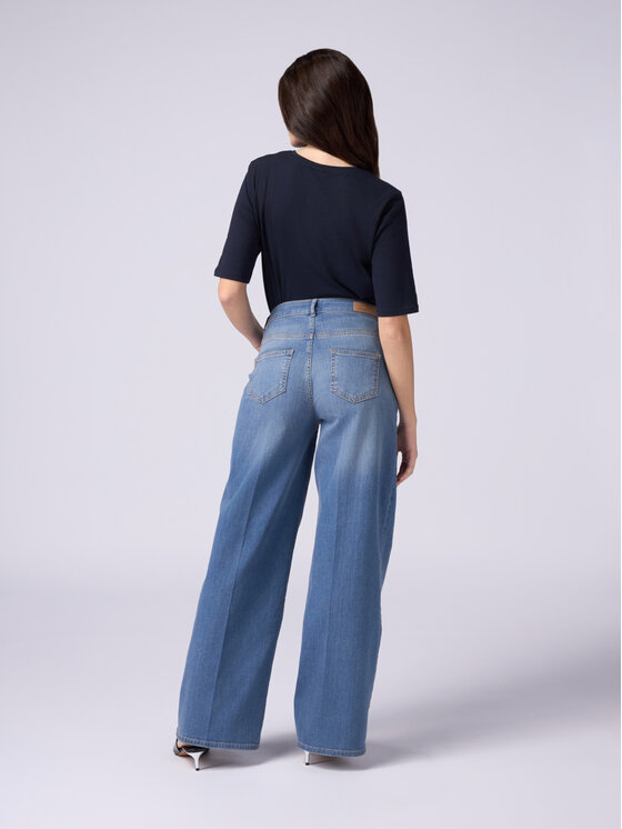 Oltre Oltre Jeansy P552R008406N004 Turkusowy Baggy Fit
