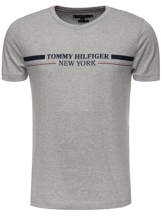 Tommy Hilfiger Tommy Hilfiger Tricou Stripe MW0MW10846 Gri Regular Fit