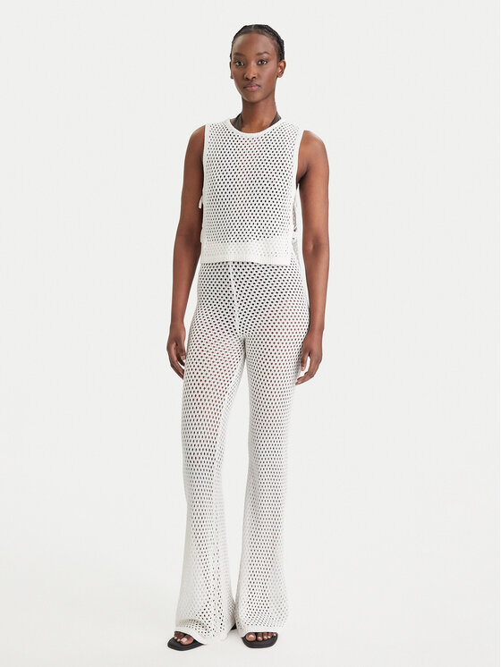 Guess Guess Medžiaginės kelnės E6GB05 Z5632 Balta Regular Fit