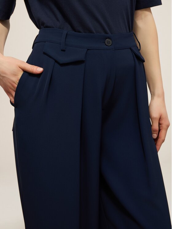 Oltre Oltre Pantaloni di tessuto P098R008753N034 Blu Baggy Fit