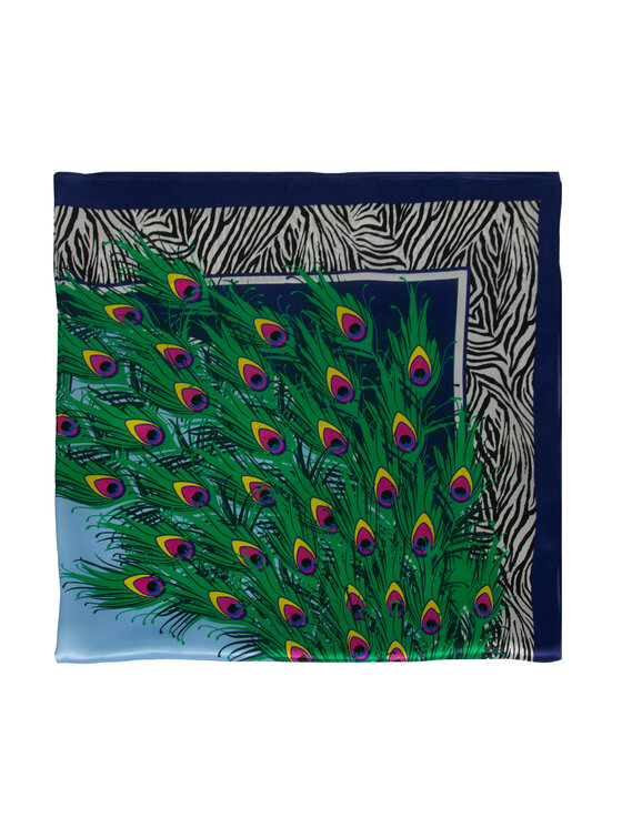 ALLORA BE UNIQUE ALLORA BE UNIQUE Foulard 100% jedwab w pawie oczka Blu scuro