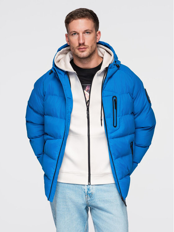 Ombre Ombre Kurtka zimowa OM-JAHP-0302 Niebieski Regular Fit