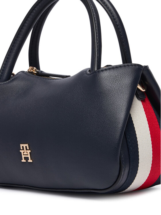 Tommy Hilfiger Tommy Hilfiger Ročna torba Th Logotape Mini Satchel AW0AW18743 Mornarsko modra